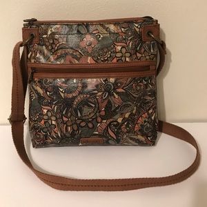 Sakroots Sienna Spirit Desert Floral Earth Tones Coated Canvas Crossbody Purse